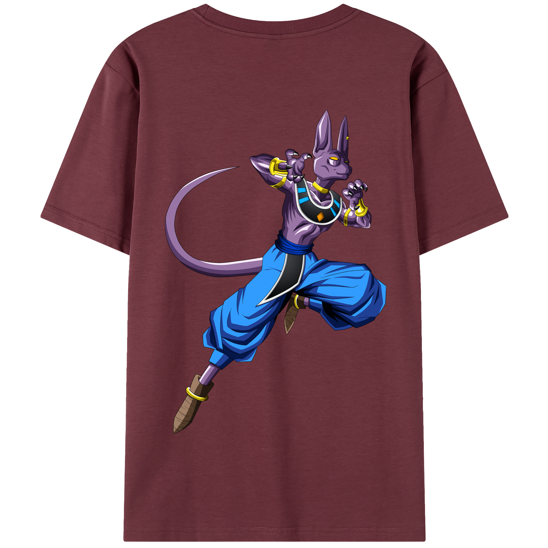 （画像用） ドラゴンボール ビルス 破壊神ビルス DRAGON BALL Beerus Birusu 綿100％半袖Tシャツ（背面プリント）